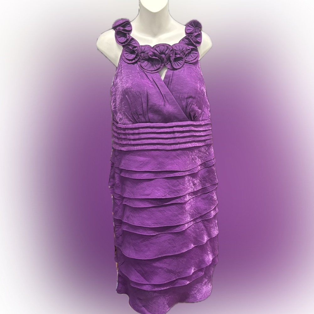 Signature by Sangria Purple Layered Mini Dress